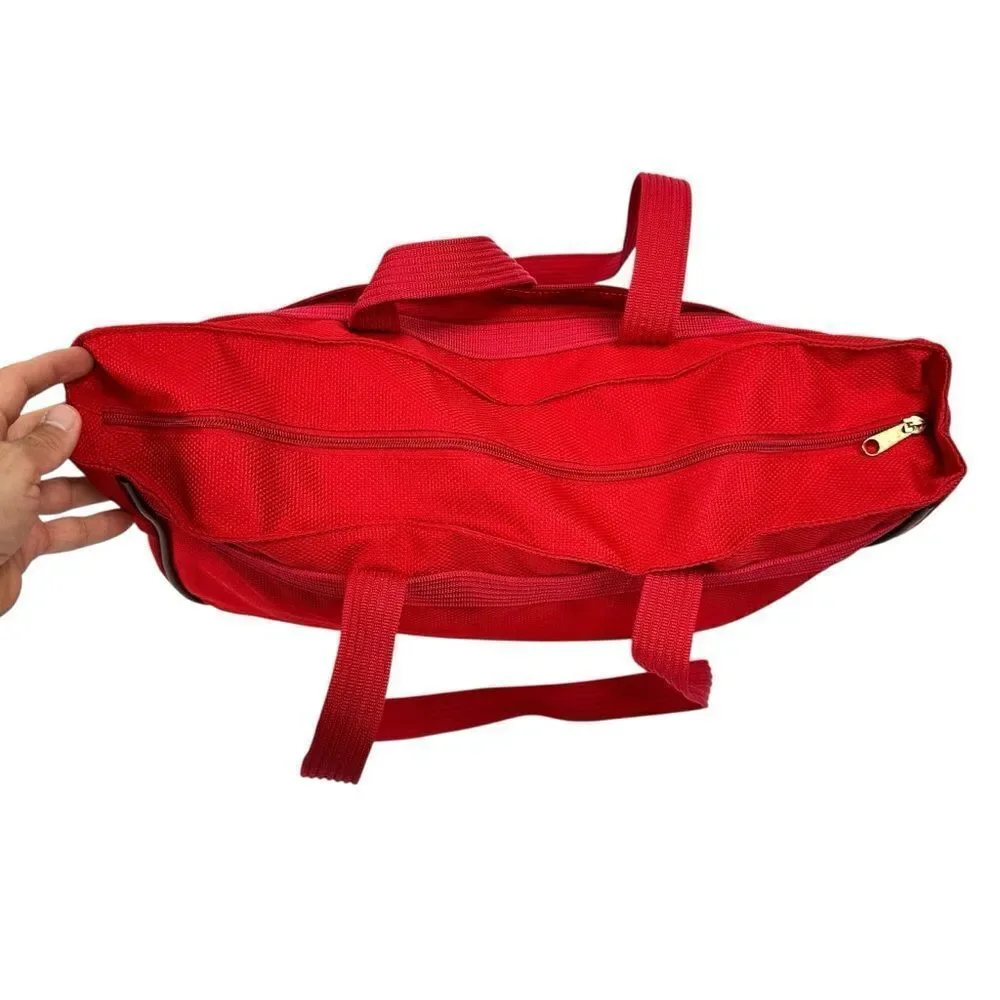 Vintage Canada Travel Tote Duffel Carry On Overnight Gym Bag Red Canvas